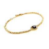 Pulsera (bolitas y ojo turco) en oro amarillo 10kt. 20/20.5cm