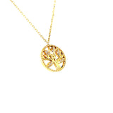 Collar (árbol de la vida) con circones en oro amarillo 10kt. 40cm