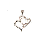 Dije (corazones) con circones en oro blanco 10kt.