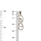 Dije (infinito) con circones en oro blanco 10kt.