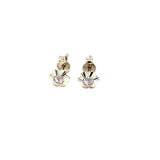 Aretes (flor) con circones en oro blanco 10kt.