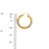 Argollas (diamantadas) en oro tres tonos 10kt.