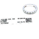 (LD) Banda con diamantes de laboratorio en oro blanco 14k. D-1.50Cts.