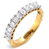 (LD) Banda con diamantes de laboratorio en oro amarillo 14k.