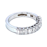 (LD) Banda con diamantes de laboratorio en oro blanco 14k. D-0.80Cts.