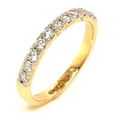 (LD) Banda con diamantes de laboratorio en oro amarillo 14k.