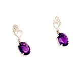 Aretes de cuarzo amatista en plata 925.