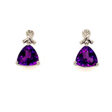 Aretes de cuarzo amatista en plata 925.