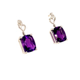 Aretes de cuarzo amatista en plata 925.