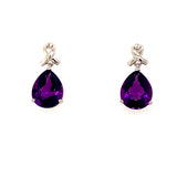 Aretes de cuarzo amatista en plata 925.