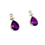 Aretes de cuarzo amatista en plata 925.