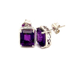 Aretes de cuarzo amatista en plata 925.