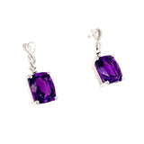 Aretes de cuarzo amatista en plata 925.