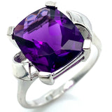Anillo de cuarzo amatista en plata 925.