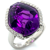 Anillo de cuarzo amatista en plata 925.