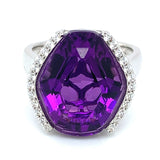 Anillo de cuarzo amatista en plata 925.