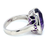 Anillo de cuarzo amatista en plata 925.