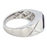 Anillo para caballero de cuarzo amatista en plata 925.