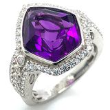 Anillo de cuarzo amatista en plata 925.