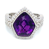 Anillo de cuarzo amatista en plata 925.