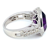 Anillo de cuarzo amatista en plata 925.