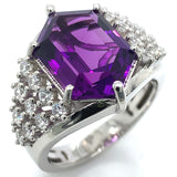 Anillo de cuarzo amatista en plata 925.
