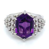 Anillo de cuarzo amatista en plata 925.