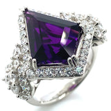Anillo de cuarzo amatista en plata 925.