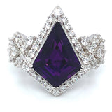 Anillo de cuarzo amatista en plata 925.