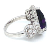 Anillo de cuarzo amatista en plata 925.