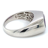 Anillo para caballero de cuarzo amatista en plata 925.