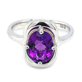 Anillo de cuarzo amatista en plata 925.