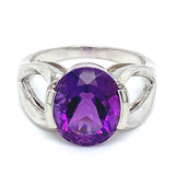 Anillo de cuarzo amatista en plata 925.