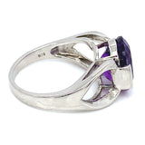 Anillo de cuarzo amatista en plata 925.