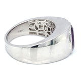 Anillo para caballero de cuarzo amatista en plata 925.