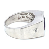Anillo para caballero de cuarzo amatista en plata 925.