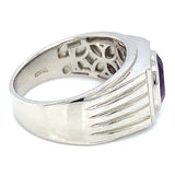 Anillo para caballero de cuarzo amatista en plata 925.