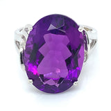 Anillo de cuarzo amatista en plata 925.