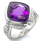 Anillo de cuarzo amatista en plata 925.
