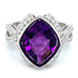 Anillo de cuarzo amatista en plata 925.