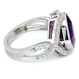 Anillo de cuarzo amatista en plata 925.
