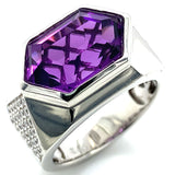 Anillo de cuarzo amatista en plata 925.