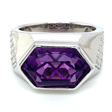 Anillo de cuarzo amatista en plata 925.