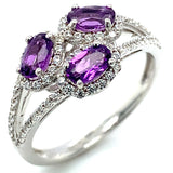 Anillo de cuarzo amatista en plata 925.