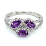 Anillo de cuarzo amatista en plata 925.