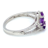 Anillo de cuarzo amatista en plata 925.