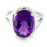 Anillo de cuarzo amatista en plata 925.