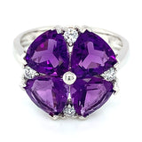 Anillo de cuarzo amatista en plata 925.