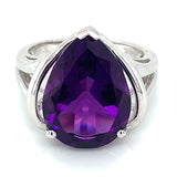 Anillo de cuarzo amatista en plata 925.