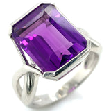 Anillo de cuarzo amatista en plata 925.
